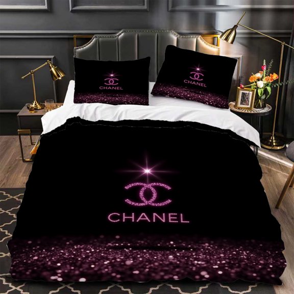 Chic 3-Piece Duvet Cover Set - Black Design Elegant Sparkling Pattern Modern Bedroom Decor