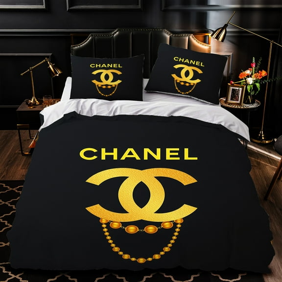 Chic 3-Piece Duvet Cover Set - Black & Gold Design Luxurious Modern Bedding for Bedrooms
