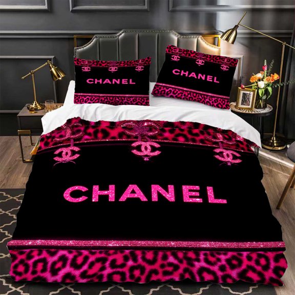 Chic 3-Piece Duvet Cover Set - Black & Pink Print Modern Style for Trendy Bedrooms