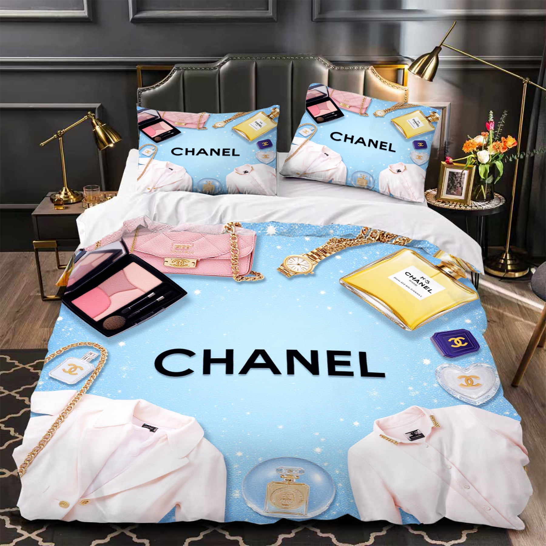 Chic 3-Piece Duvet Cover Set Blue Background Bold Print Perfect for ...