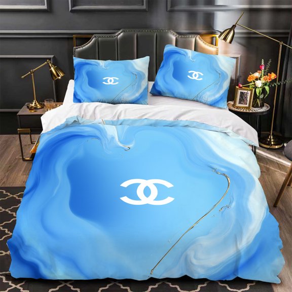 Chic 3-Piece Duvet Cover Set - Blue & White Swirl Pattern with Elegant Perfect for Modern Bedrooms