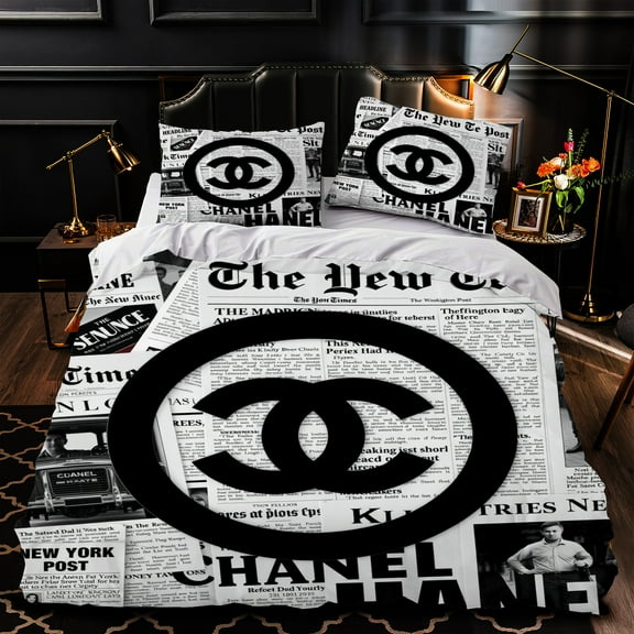 Chic 3-Piece Duvet Cover Set - Luxurious Newspaper Theme & NY Times Headlines Elegant Black & White Design for Stylish Bedrooms