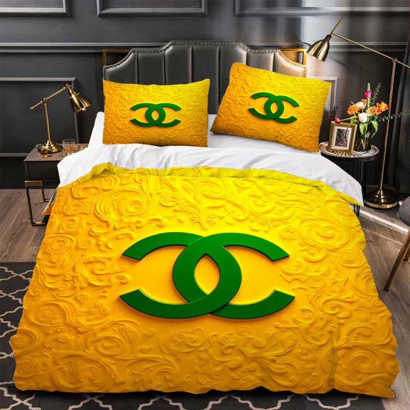 Chic 3-Piece Duvet Cover Set - Vibrant Yellow with Green & Yellow Matching Pillows Modern Design Perfect for Stylish Bedrooms