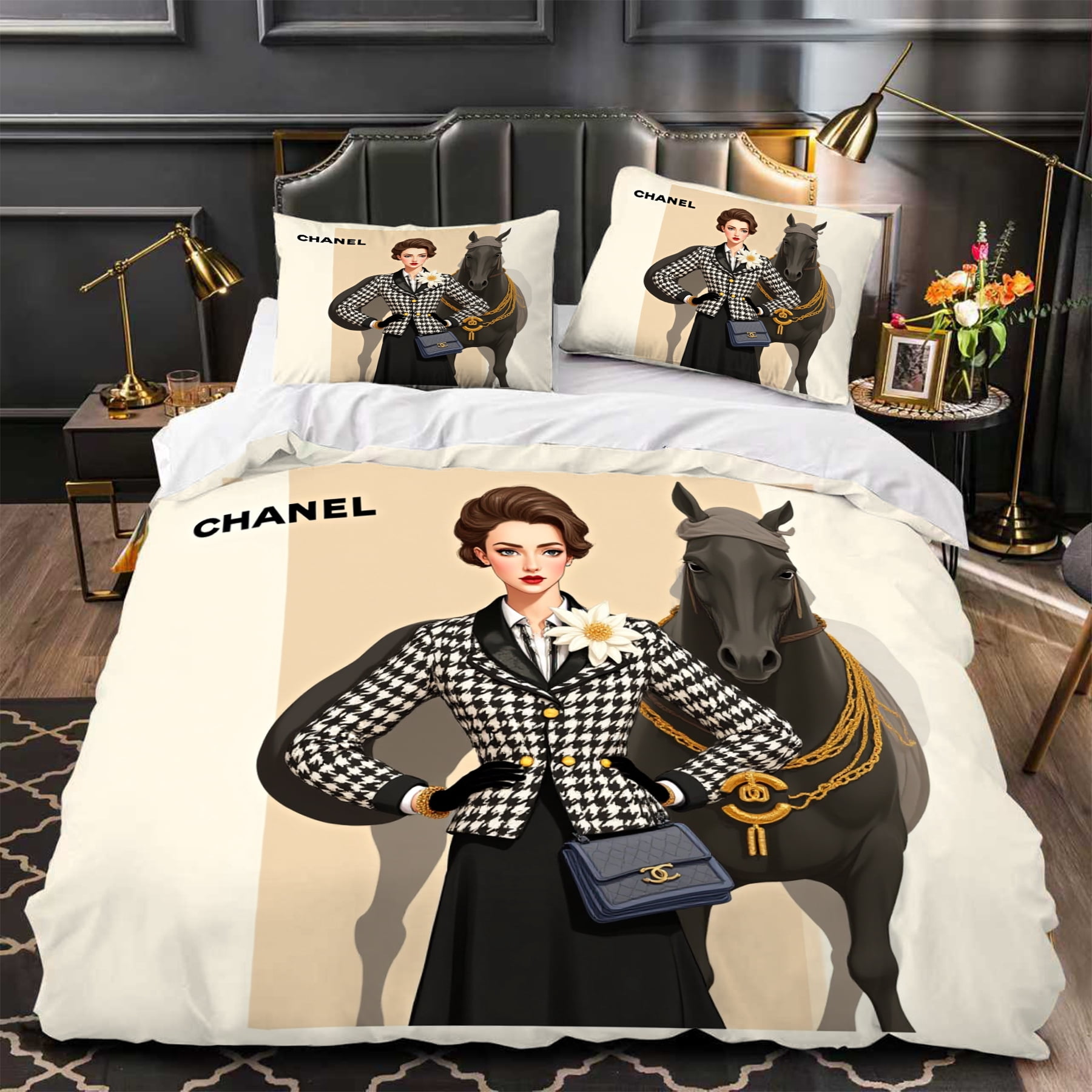 Chic 3-Piece Duvet Cover Set featuring Bold Design with Elegant Woman ...
