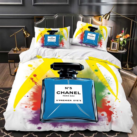 Chic 3-Piece Duvet Cover Set with Vibrant Design & Colorful Splashes - Luxurious Modern Bedroom Decor