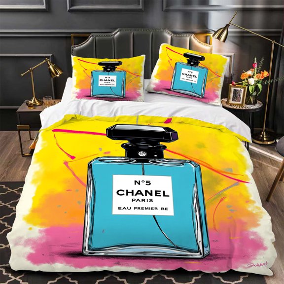 Chic 3-Piece Duvet Cover Set with Vibrant Design Includes Matching Pillows Modern Elegance for Your Bedroom