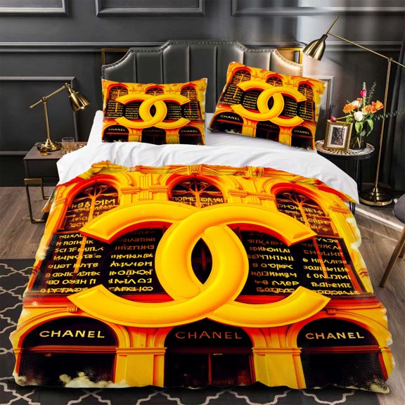 Chic 3-Piece Duvet Cover Set with Vibrant Double - C Design Yellow & Black Color Scheme Modern Geometric Pattern Elegant Style
