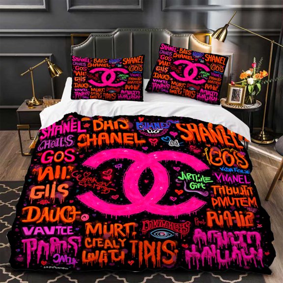 Chic 3-Piece Duvet Cover Set with Vibrant Pink & Black Design Modern Style for Trendy Bedrooms Soft & Cozy