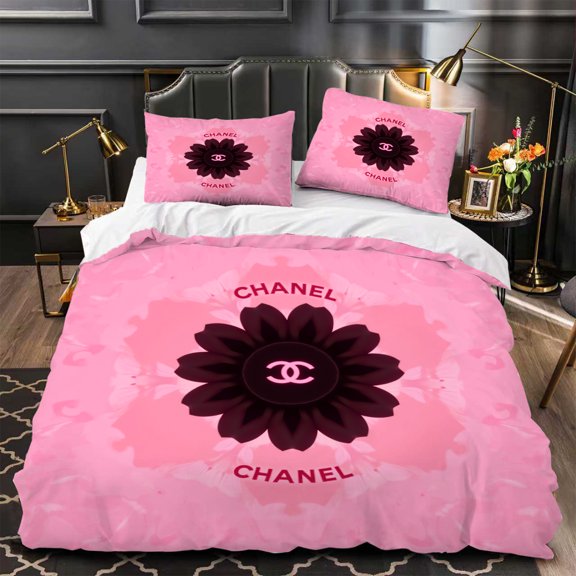 Chic 3-Piece Pink & Black Floral Duvet Cover Set - Elegant Bedding for Modern Bedrooms