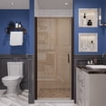 thumbnail image 1 of Chic 34-35.3" x 72" Pivot Frameless Shower DoorTempered Clear GlassAmber ColorBronze Finish, 1 of 7
