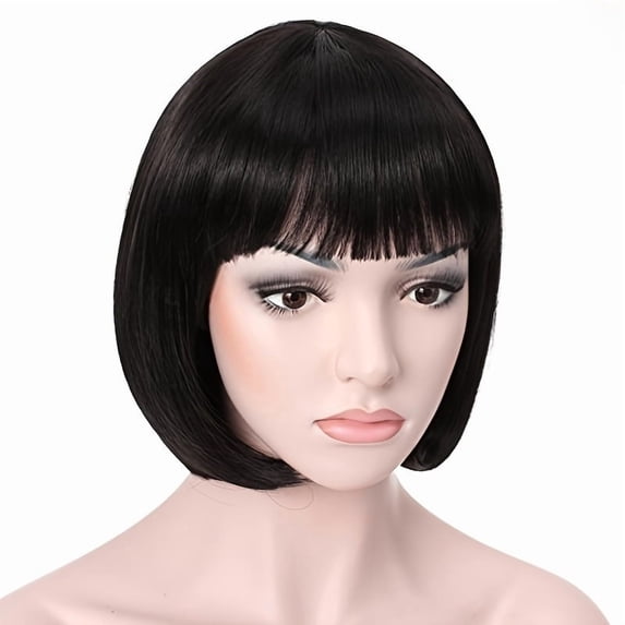 Chic 6 Inch Short Straight Hair Wig with Bangs - Stylish Synthetic Wig ...