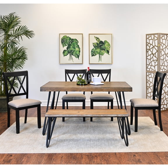 Chic 6 Table Compilation: Hairpin Table, 4 Chairs, Bench Dining Containing Fascinating