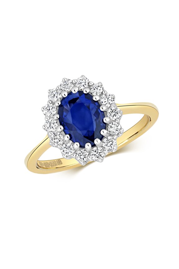 Chic 9k Gold Women Diamond Solitaire Ring Brilliant Cut 0.35 Carat H - I1 I2 with Sapphire