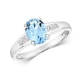thumbnail image 1 of Chic 9k White Gold Women Diamond Solitaire Ring Brilliant Cut H - PK with Aquamarine, 1 of 1