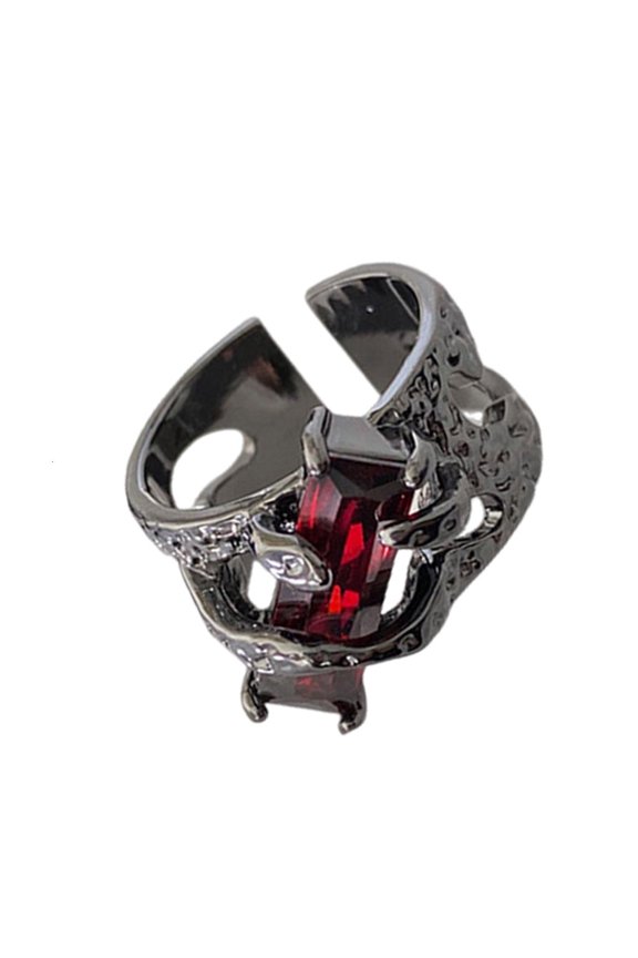 Chic Adjustable Rings Adornment with Gemstones Accent in a Unique Molten Lava Style for Versatile Fashion Statements