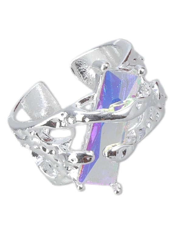 Chic Adjustable Rings Adornment with Gemstones Accent in a Unique Molten Lava Style for Versatile Fashion Statements