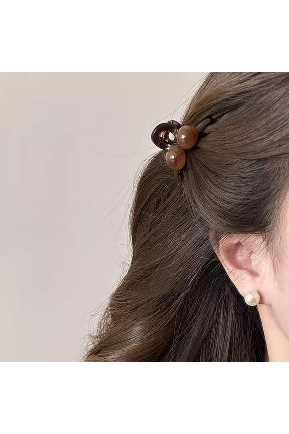 Mini High Gloss Pearl Hair Clip Stylish Amber Hairpin Cute Bangs Accessory Small Luxury Clip