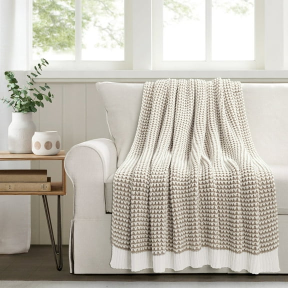 Chic And Soft Knitted Throw Neutral Single 50x60