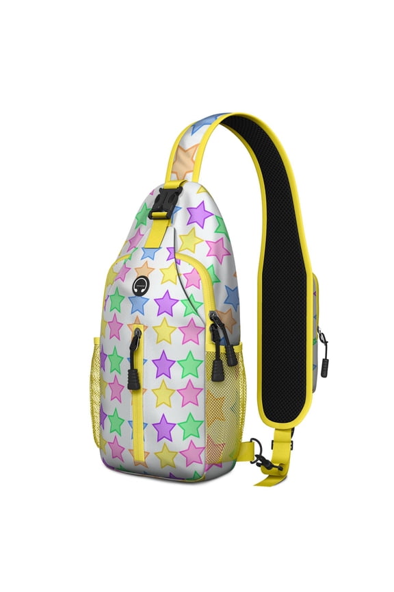 Chic Artistic Sling Bag for Women and Men, Rainbow Abstract Crossbody Backpack with Anti-theft Design and Multiple Compartments for Everyday Travel