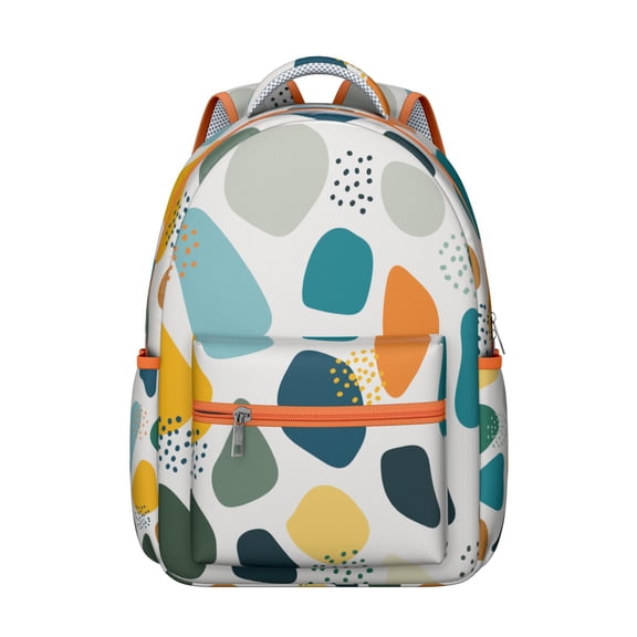 Chic Backpack for Students Modern Minimalist School Bag with Artistic Graffiti Art and Rainbow Gradient Abstract Print