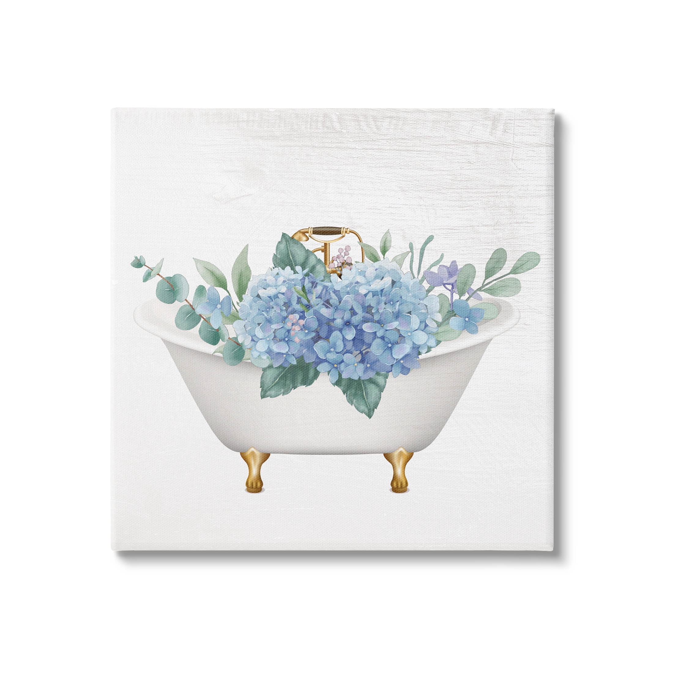 Chic Bathtub Hydrangea Blossoms Botanical & Floral Graphic Art Gallery Wrapped Canvas Print Wall Art