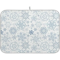 Chic Beautiful Snowflake Christmas Absorbent Dish Drying Mat Microfiber Kitchen Countertop Table Protector Multi-Purpose Counter Rack Sink Drainer Pad (16" x 18",White)