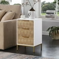 thumbnail image 1 of Chic Bedside Table with 3 Drawers, Perfect Modern Nightstand for Bedroom Spaces，Natural+White, 1 of 9