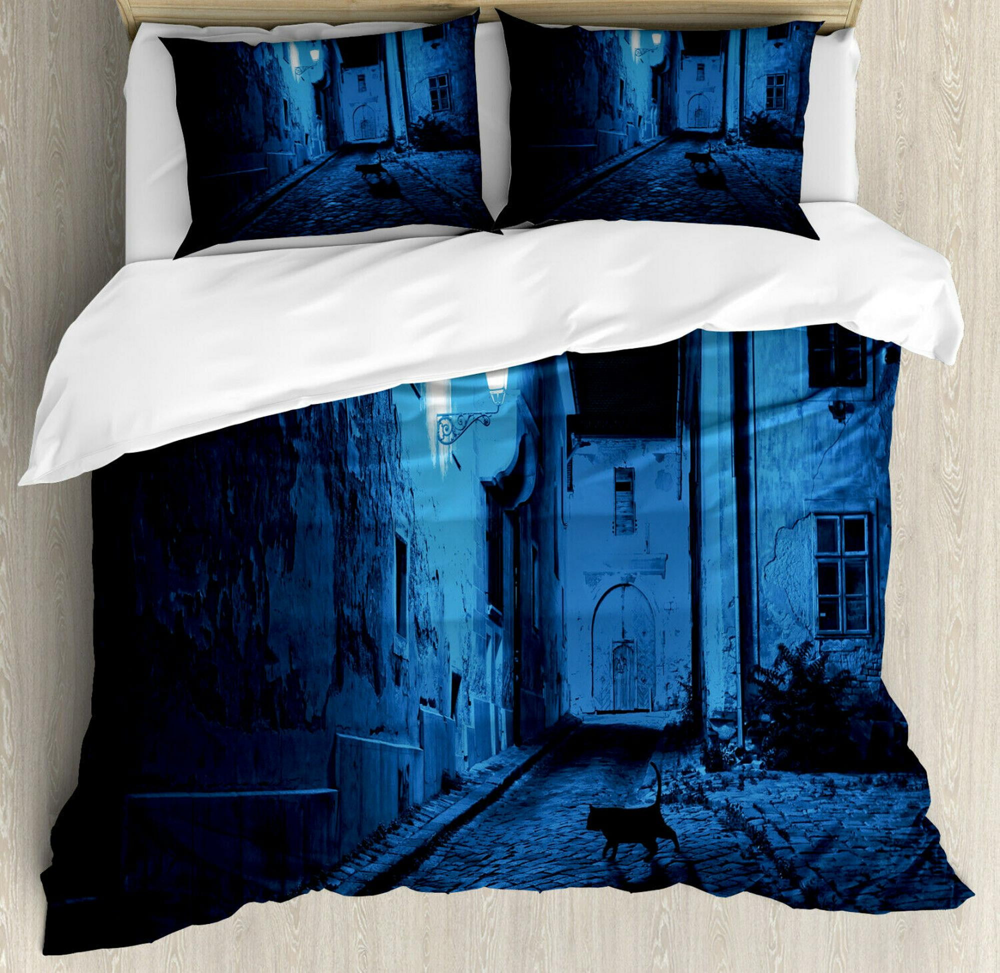 Pattern Print Black Cat Duvet Cover Bedding Set