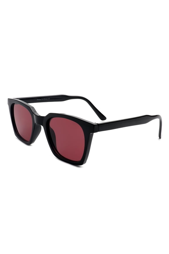 Chic Black Frame Red Lens Sunglasses - Stylish Square Design UV Blocking Trendy Casual Eyewear
