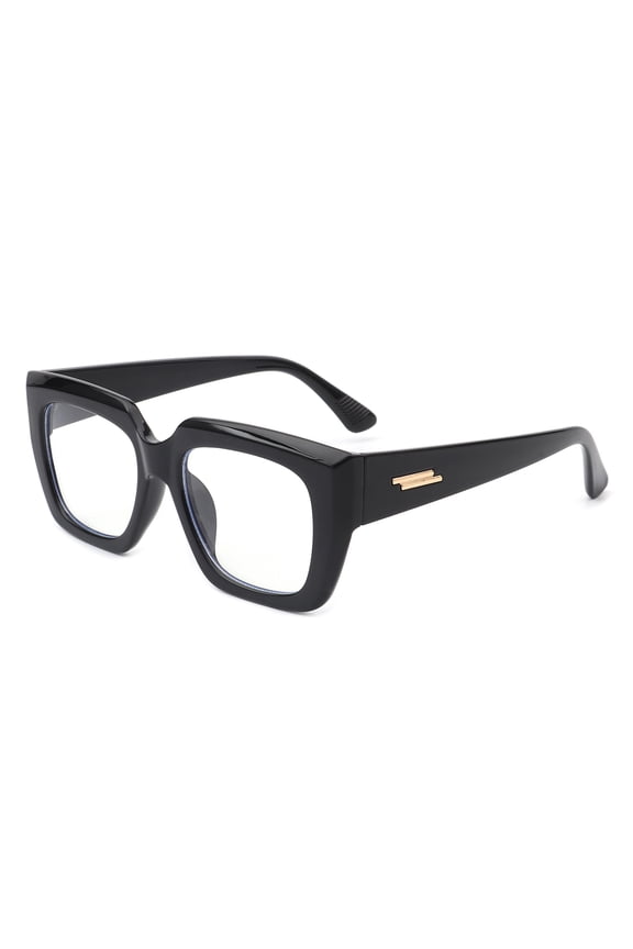 Chic Black Frame Square Sunglasses with Decorative Detail - Dark Lens UV Protection Trendy Casual Eyewear