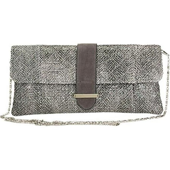 Chic Black Grey Tweed Chain Strap Clutch Style Womens Handbag