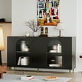 thumbnail image 1 of Chic Black Lacquered 4-Glass Door Accent Cabinet for Various Living Spaces, 1 of 11