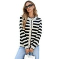 thumbnail image 1 of Chic Black Stripe Cardigan Sweater with Golden Buttons for Women - [ZhiHiMeRi] | 2XL, 1 of 12
