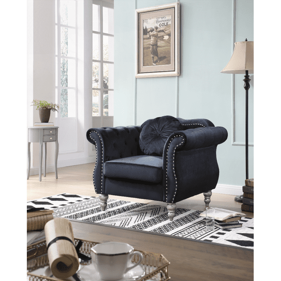 Chic Black Transitional Flared Arm Chair - 1-Piece with Solid Wood Frame