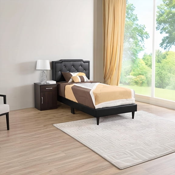 Chic Black Twin Bed for Ultimate Comfort - Spacious & Sturdy