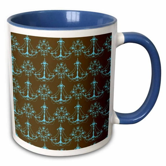 3drose, Chic Blue and Brown Chandeliers, 15oz Two-tone Blue Mug