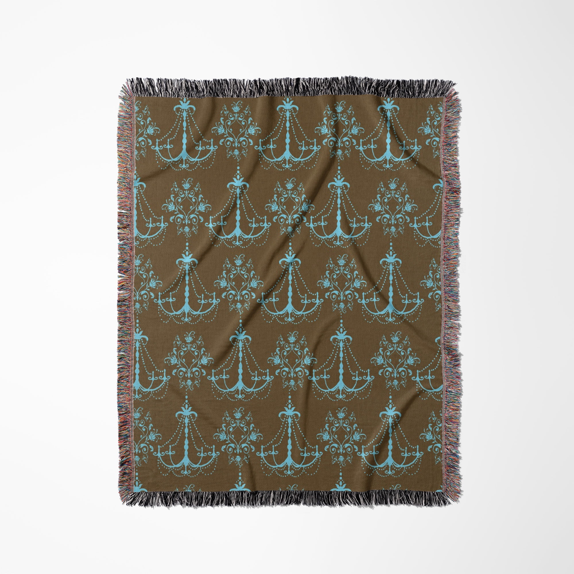 Chic Blue And Brown Chandeliers, Woven Blanket