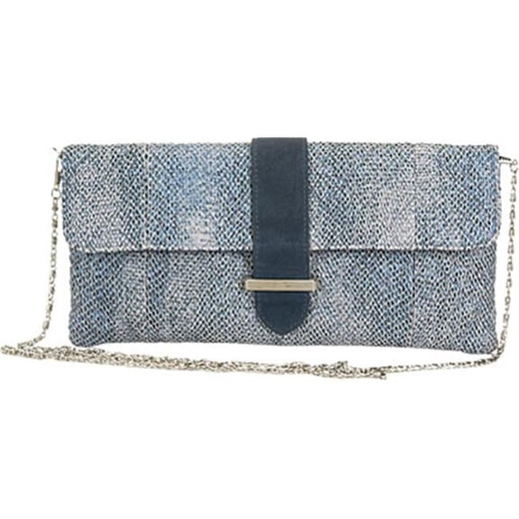 Chic Blue Tweed Chain Strap Clutch Style Womens Handbag
