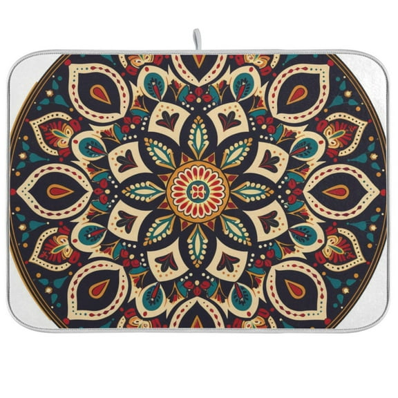 Chic Boho Mandala Dish Drying Mats Kitchen Mat Microfiber Counter Absorbent Dish Pad Drainer Rack 16"x18"