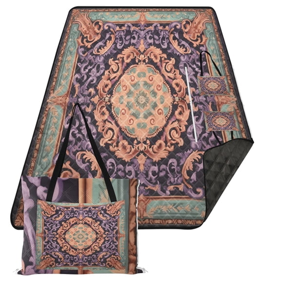 Chic Boho Mandala Extra Large Picnic Beach Blanket Waterproof Sand Proof Portable Outdoor Mat 80x118
