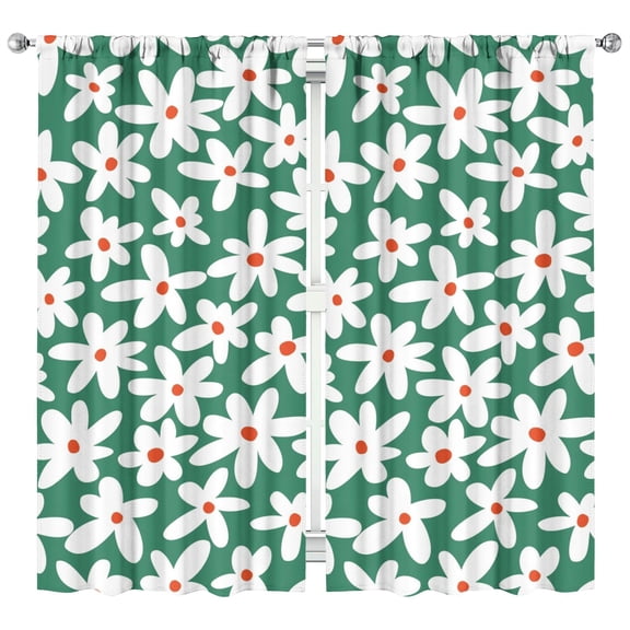 Chic Botanical Flower Curtains 2 Panels 42x84 Inch, Rod Pocket Design, Room Darkening Drapes for Bedroom and Living Room