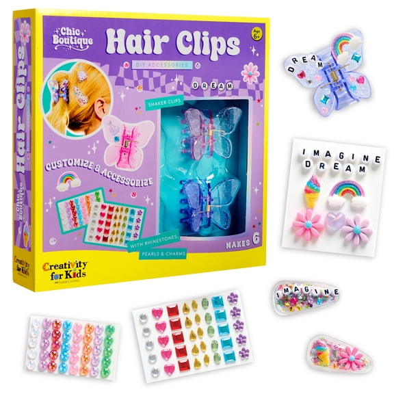 Creativity for Kids Chic Boutique Hair Clips: Craft 6 Hair Accessories, Girls Toys Age 6-8+, Gifts for Girls