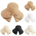 thumbnail image 1 of Chic Bow Knot Split Brim Straw Sun Hat, UV Protection Summer Hat for Beach, Travel and Outdoor Activities, 1 of 6