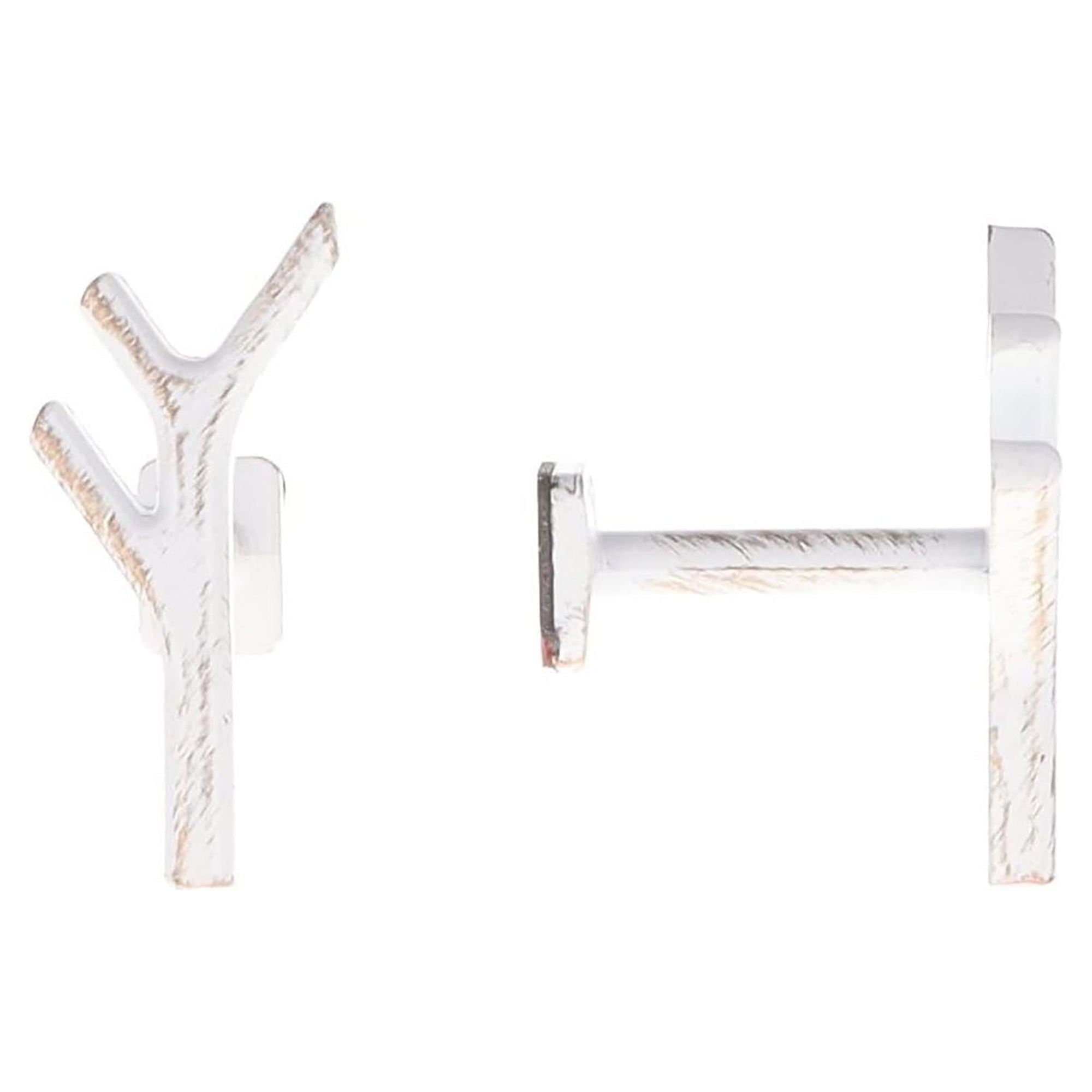 White and Gold Branch Design Metal Curtain Tieback Hooks - Set of 2
