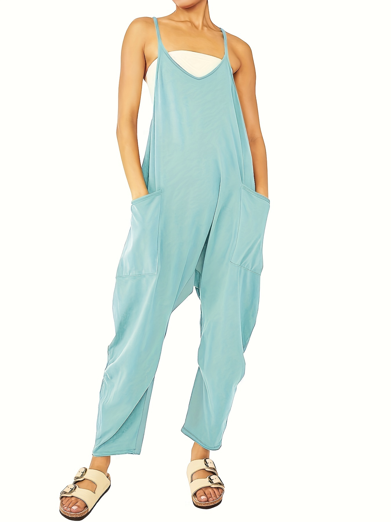 Chic Breezy Cami Jumpsuit - Solid Color, Versatile & Comfortable ...