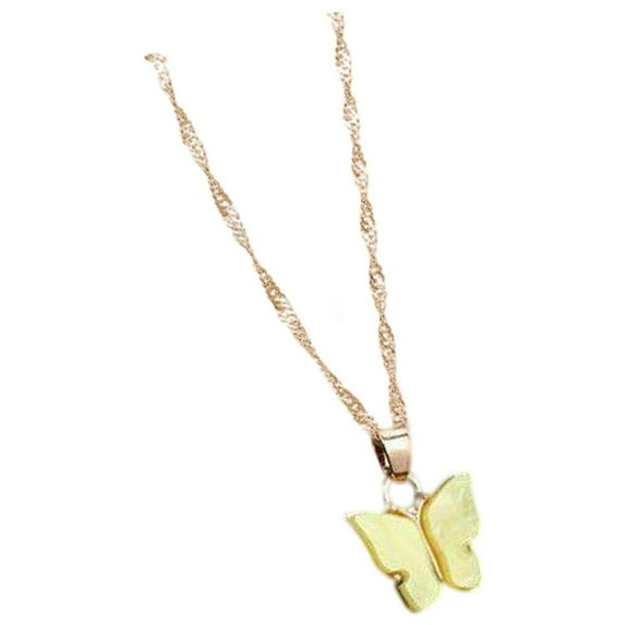 Chic Butterfly Necklace Alloy Charm Simple Fashion Trendy Choker Chain for Party Yellow