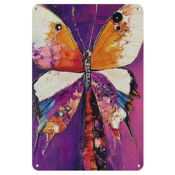Chic Butterfly Wall Art - 8x12" Iron Metal Sign for Home Decor, Vintage-Inspired Wall Hanging Plaque, Perfect for Living Room, Bedroom, Bar, Cafe & Restaurant