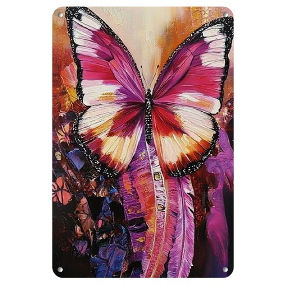 Chic Butterfly Wall Art - 8x12" Iron Metal Sign for Home Decor, Vintage-Inspired Wall Hanging Plaque, Perfect for Living Room, Bedroom, Bar, Cafe & Restaurant