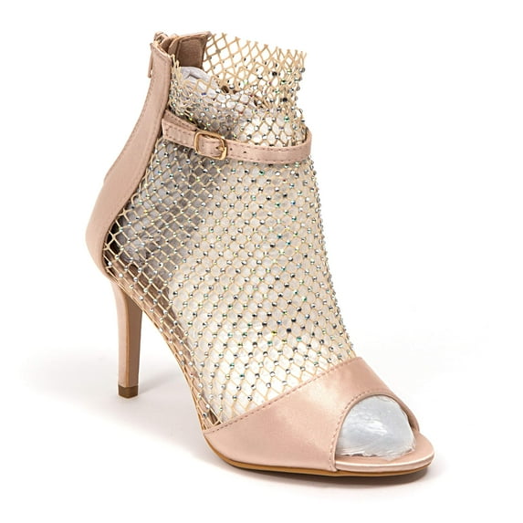 Lady Couture Chic ARIANA Glitter Mesh Shootie, Champagne, 10