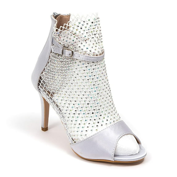 Lady Couture Chic ARIANA Glitter Mesh Shootie, Silver, 8